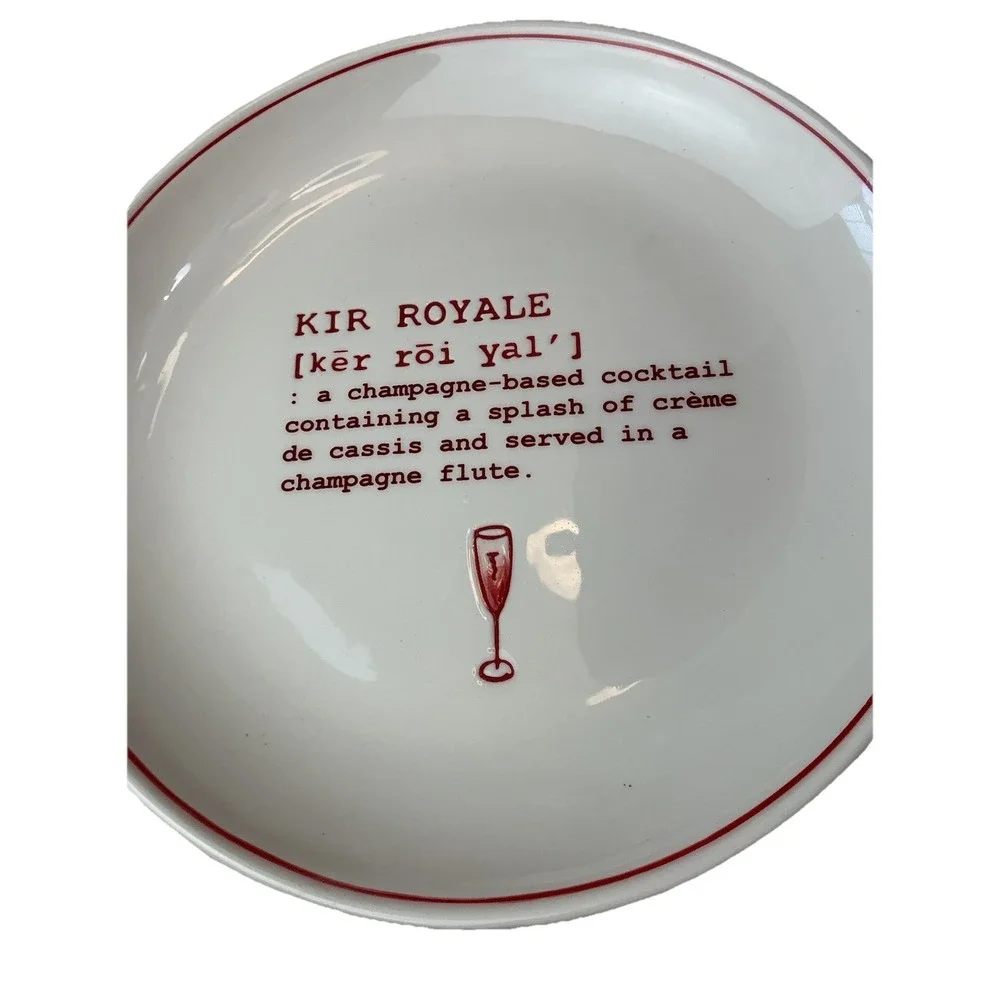 Pottery Barn Plates Set 4 Cocktails Defined Martini Scotch Gin Tonic Drinks‎ New